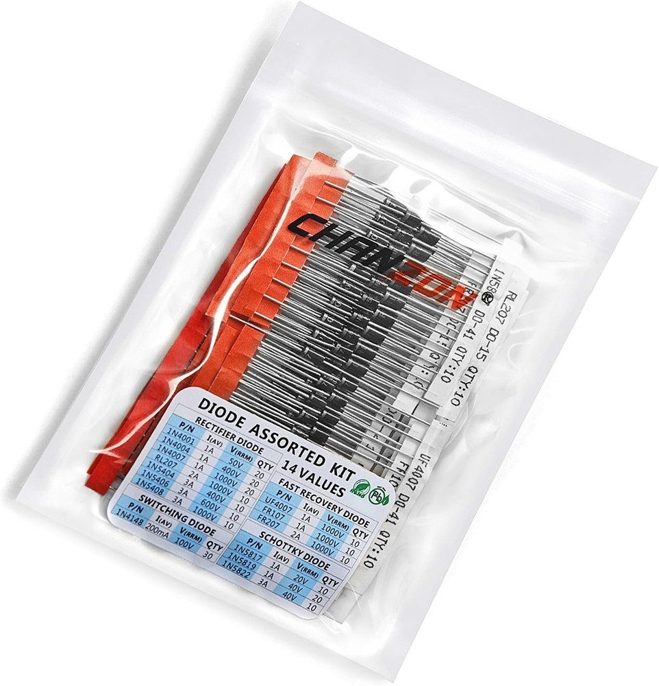 Complete 200-Piece Diode Kit: Fast Switching & Rectifier Options for Electronics