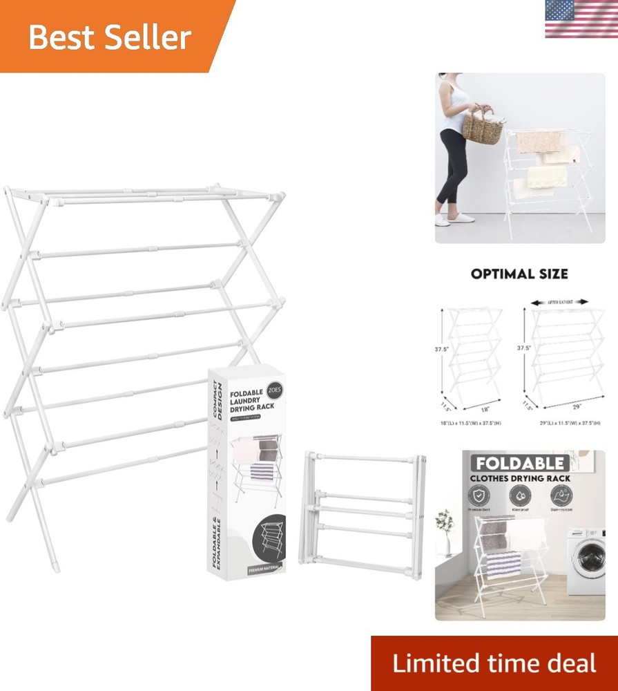 Collapsible Laundry Drying Rack - 50 lb Capacity, Easy Assembly & Compact Design
