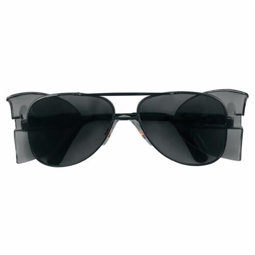 MCR Black Metal Frame Aviators Gray Lens Z87 Safety Glasses W/Side Shields