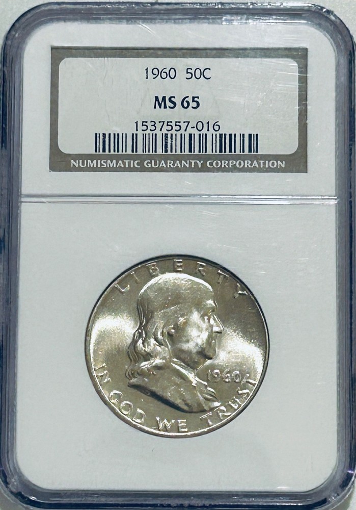 1960 P Franklin Silver Half Dollar NGC MS65