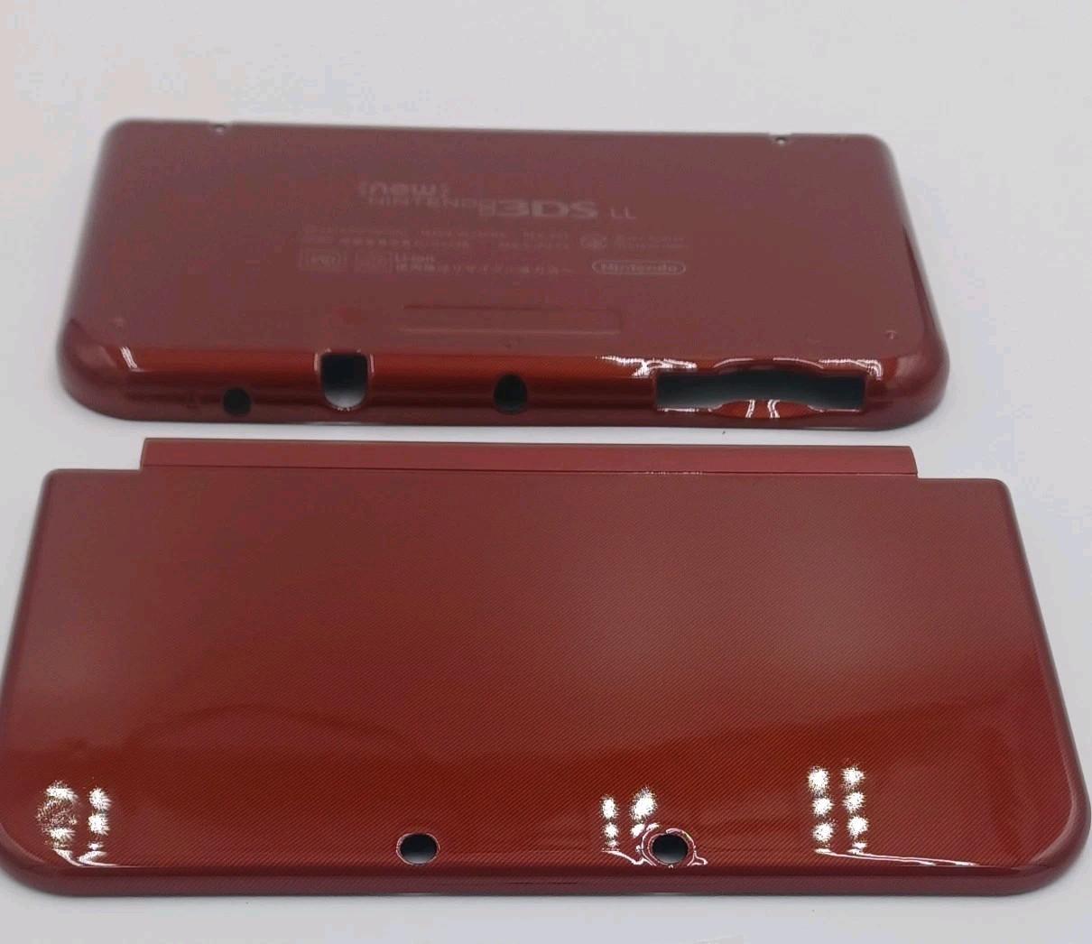 New Nintendo 3ds Xl LL Red Replacement Shells Front/Rear + Rubbers+Screws+Label
