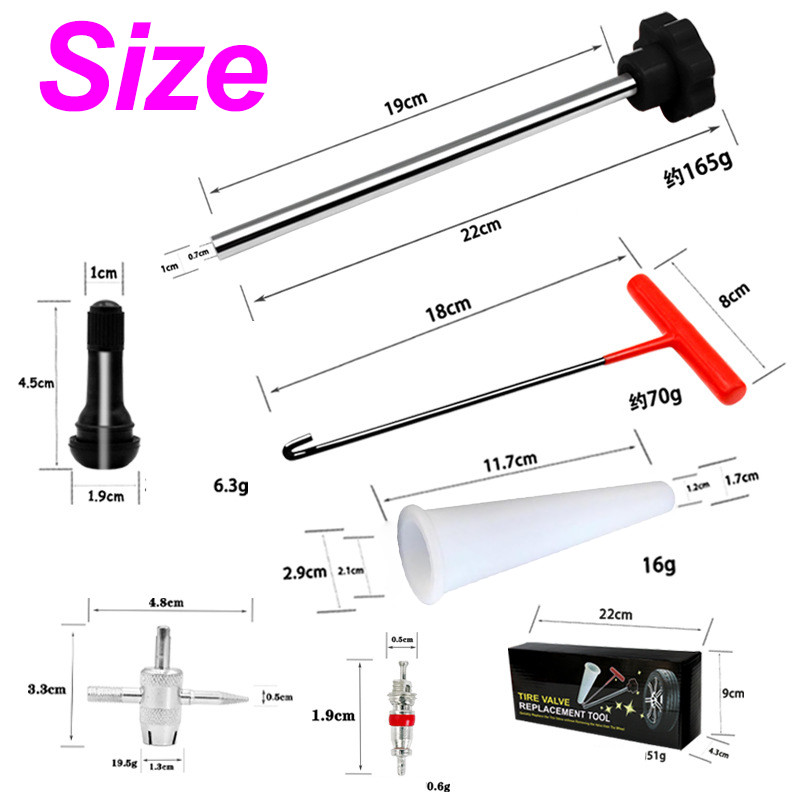 Quick Change Tire Valve Tool Kit , Tire Valve Stem Core Quickly Replacement Tool