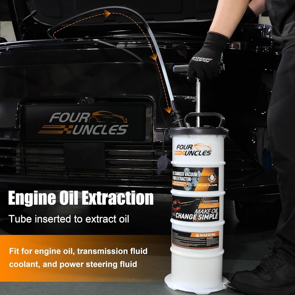 6.5L Vacuum Fluid Extractor & Pump with Brake Bleeder Hose for Easy Oil Changes