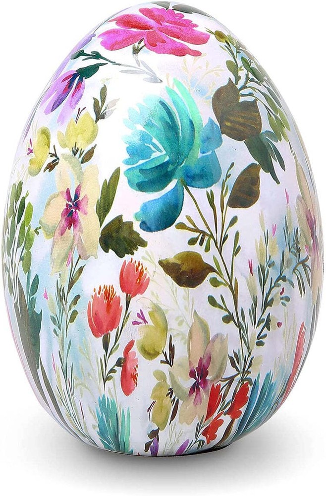 Ceramic Decorative Easter Egg with Artistic Floral Design, Tabletop Decoration