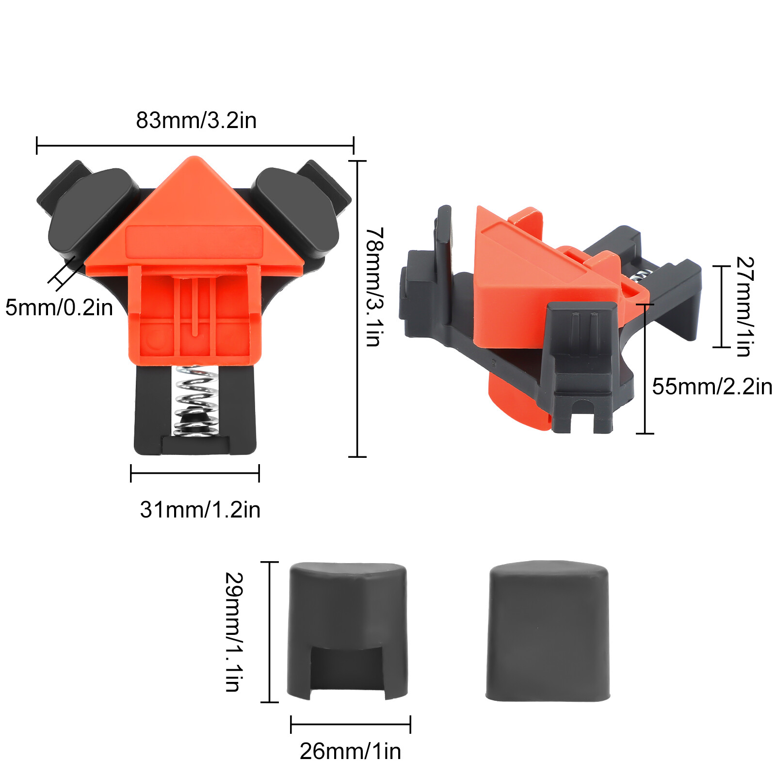4 Pack 90 Degree Corner Clamp Adjustable Spring Loaded Right Angle Clamp Tool