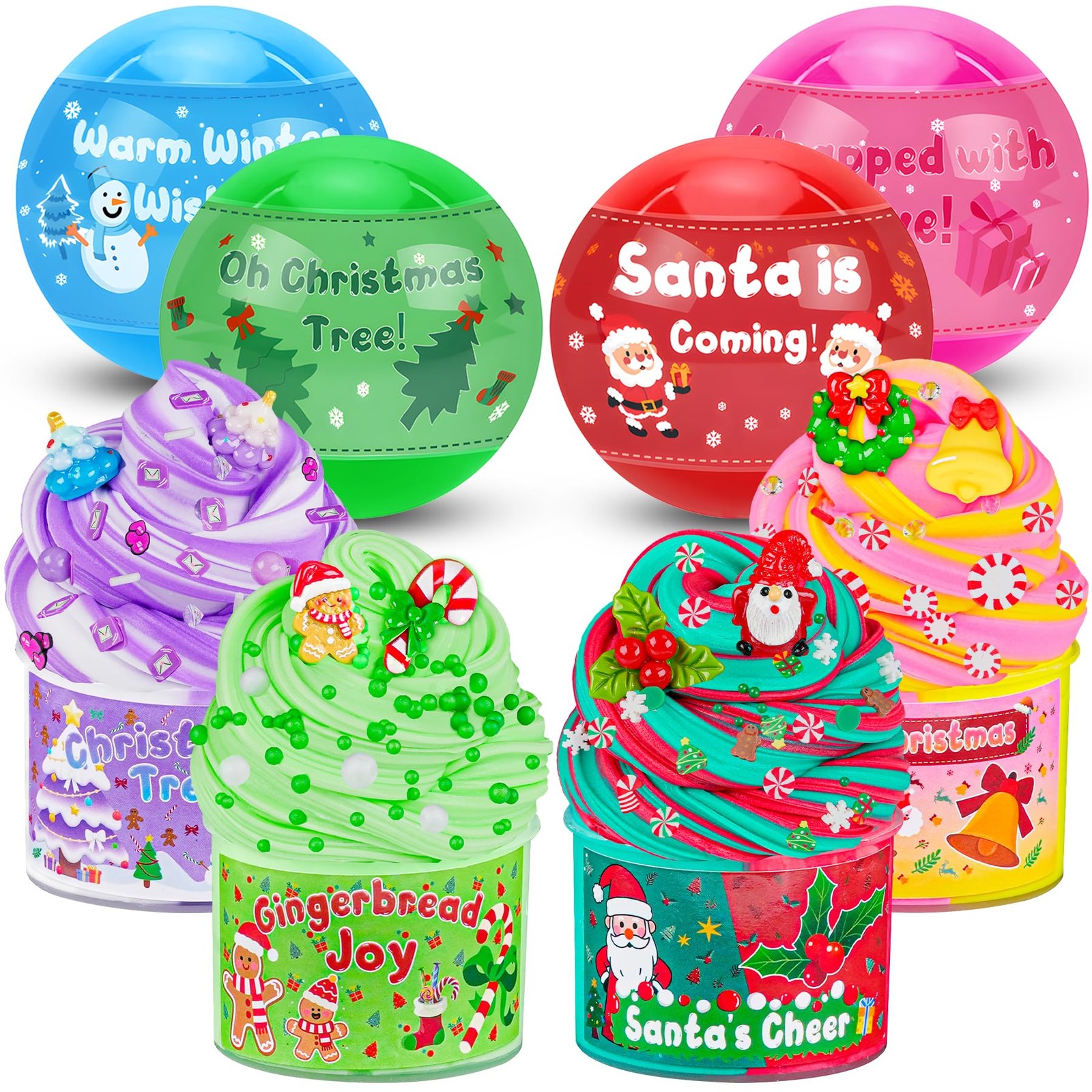 LAWOHO Christmas Stocking Stuffers for Kids, 4 Pack Slime