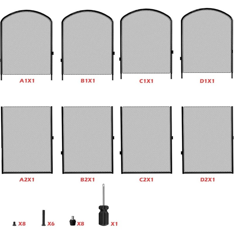 4 Panel Fireplace Screen Foldable Protective Metal Mesh Spark Guard Stand New