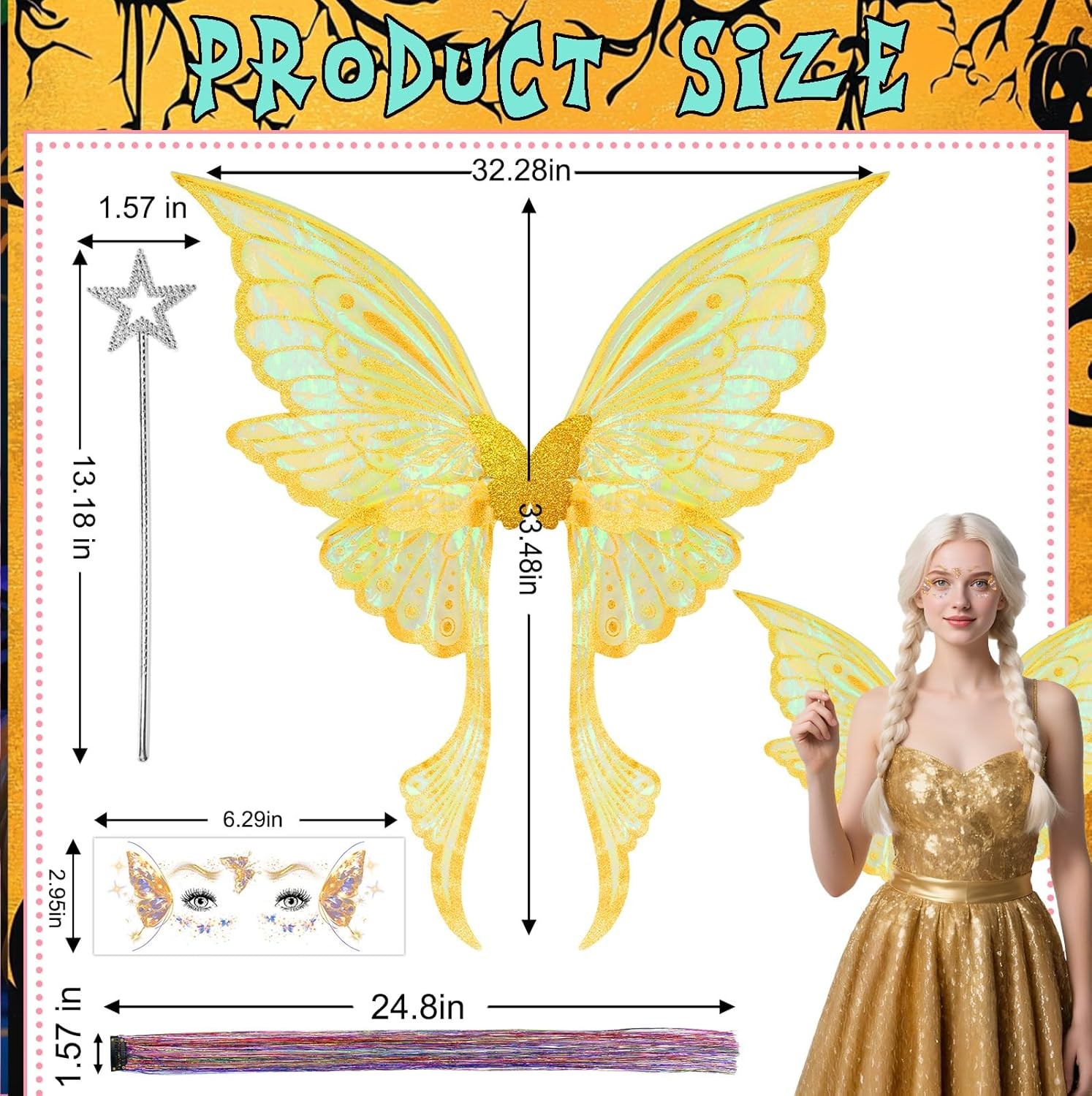 Fairy Wings for Adults Women, Butterfly Angel Wings Fairy Costume for Women Hall