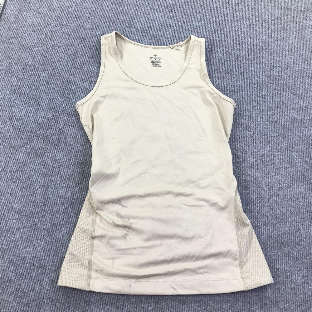 Tommie Copper Womens Back Support Compression Tank Top Beige Medium Stained