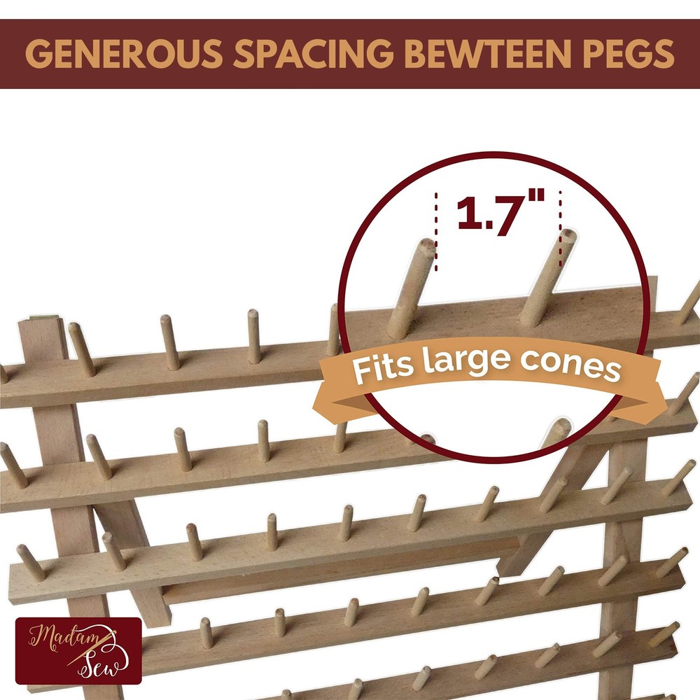 60-Spool Sewing Thread Rack for Spools of Thread – Standing or Wall Mount Emb...