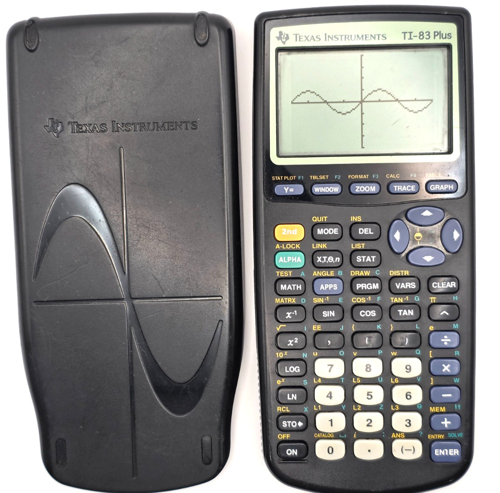 Texas Instruments TI-83 Plus Graphing Calculator Black w/ Cover - Tested!