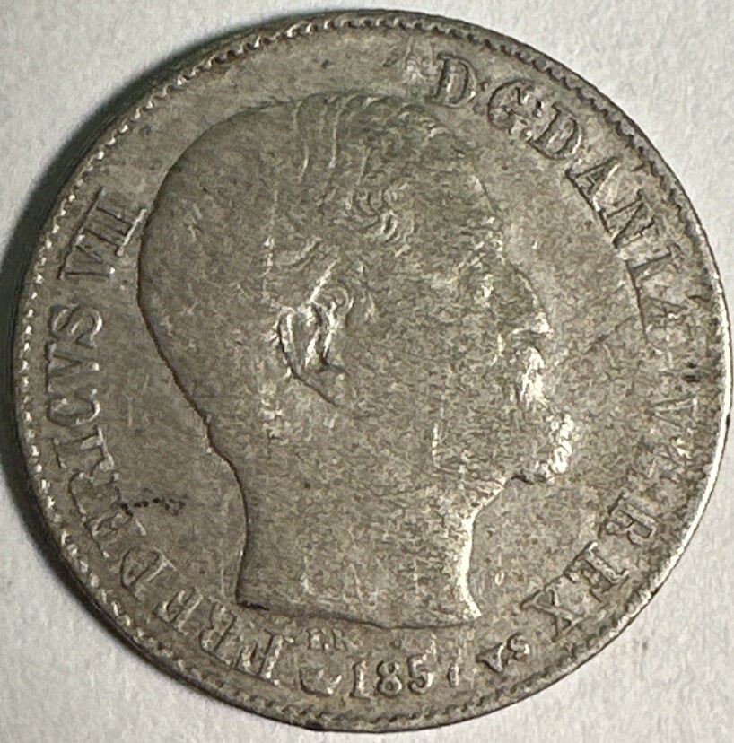1857 Denmark 16 Skilling Coin