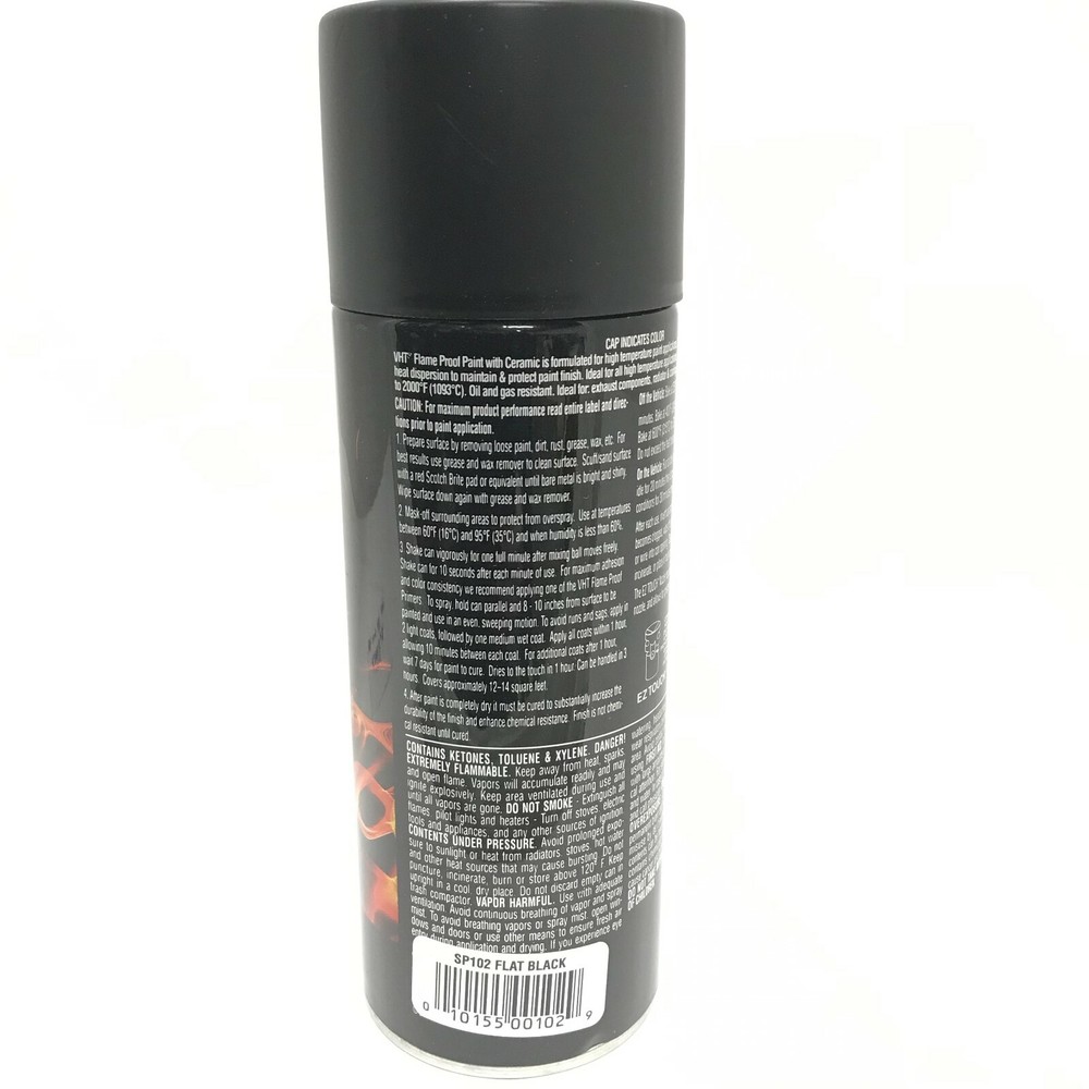 VHT SP102-6 PACK FLAT BLACK High Temperature Flame Proof Header Paint - 11 oz