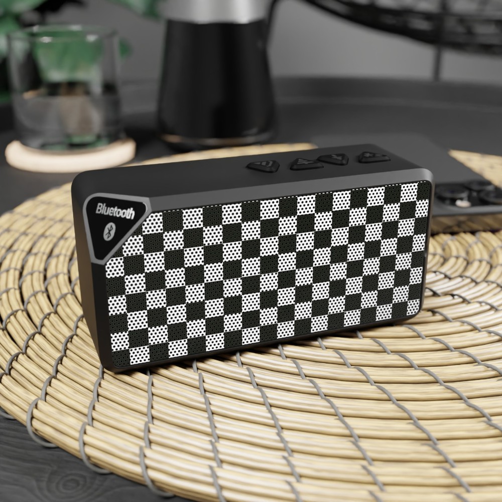 Stylish Bluetooth Speaker, Checker Pattern Design, Portable Sound Device
