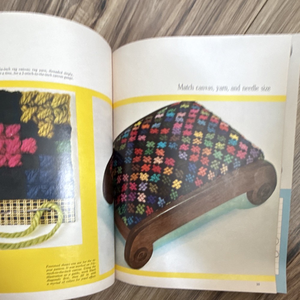 Vintage McCall’s Needlepoint Book Beginner Guide 31 Stitches Patterns 1970s