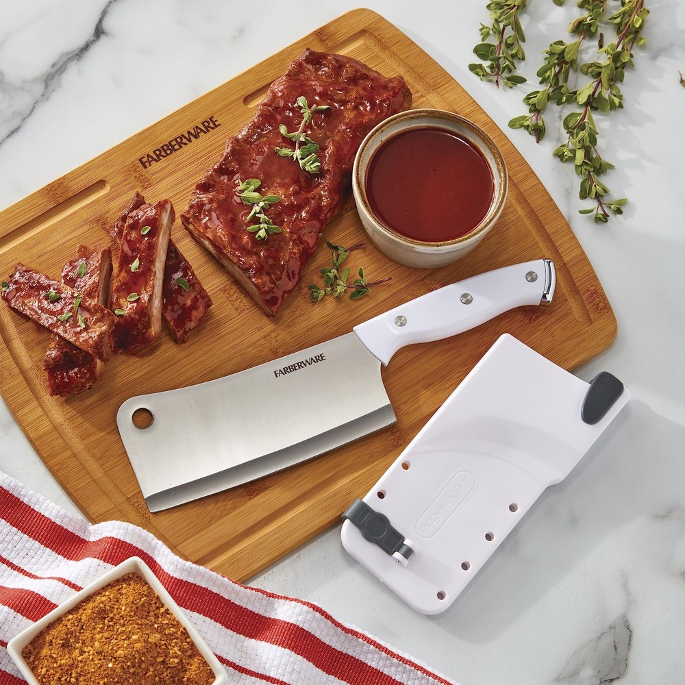 Farberware Edgekeeper Triple Riveted Cleaver, White