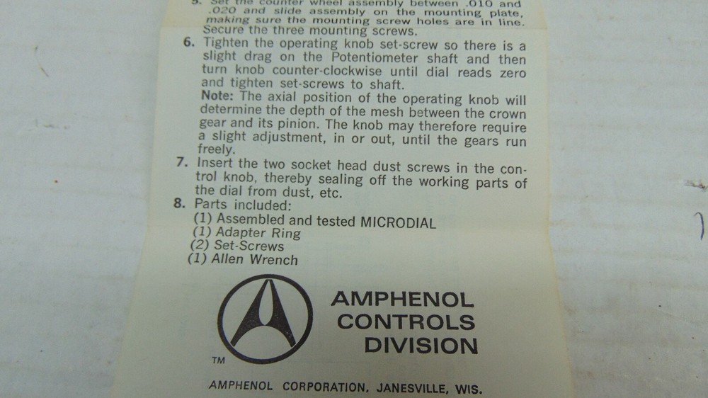 Amphenol Microdial Counting Potentiometer Knob 1304 NIB
