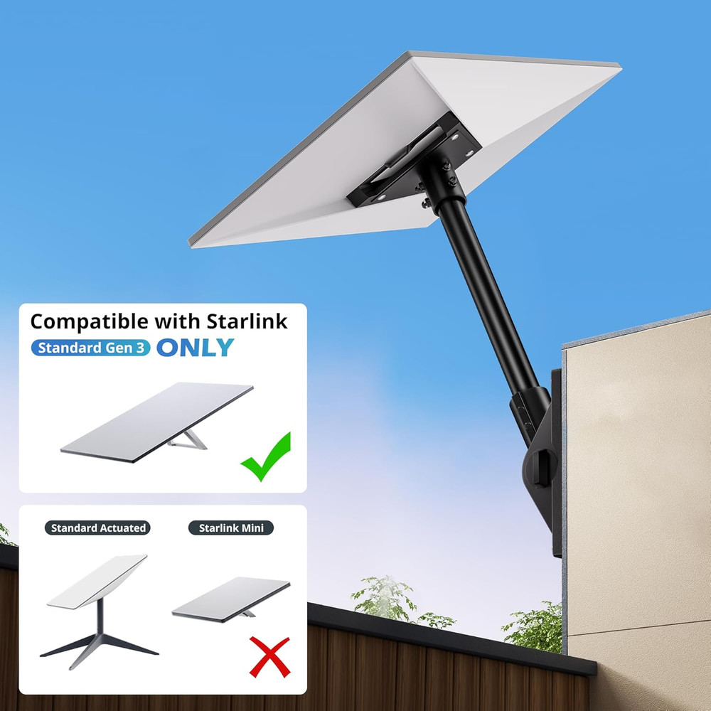 Versatile Adjustable Pole Mount Kit for Starlink Gen 3 Satellite Dish
