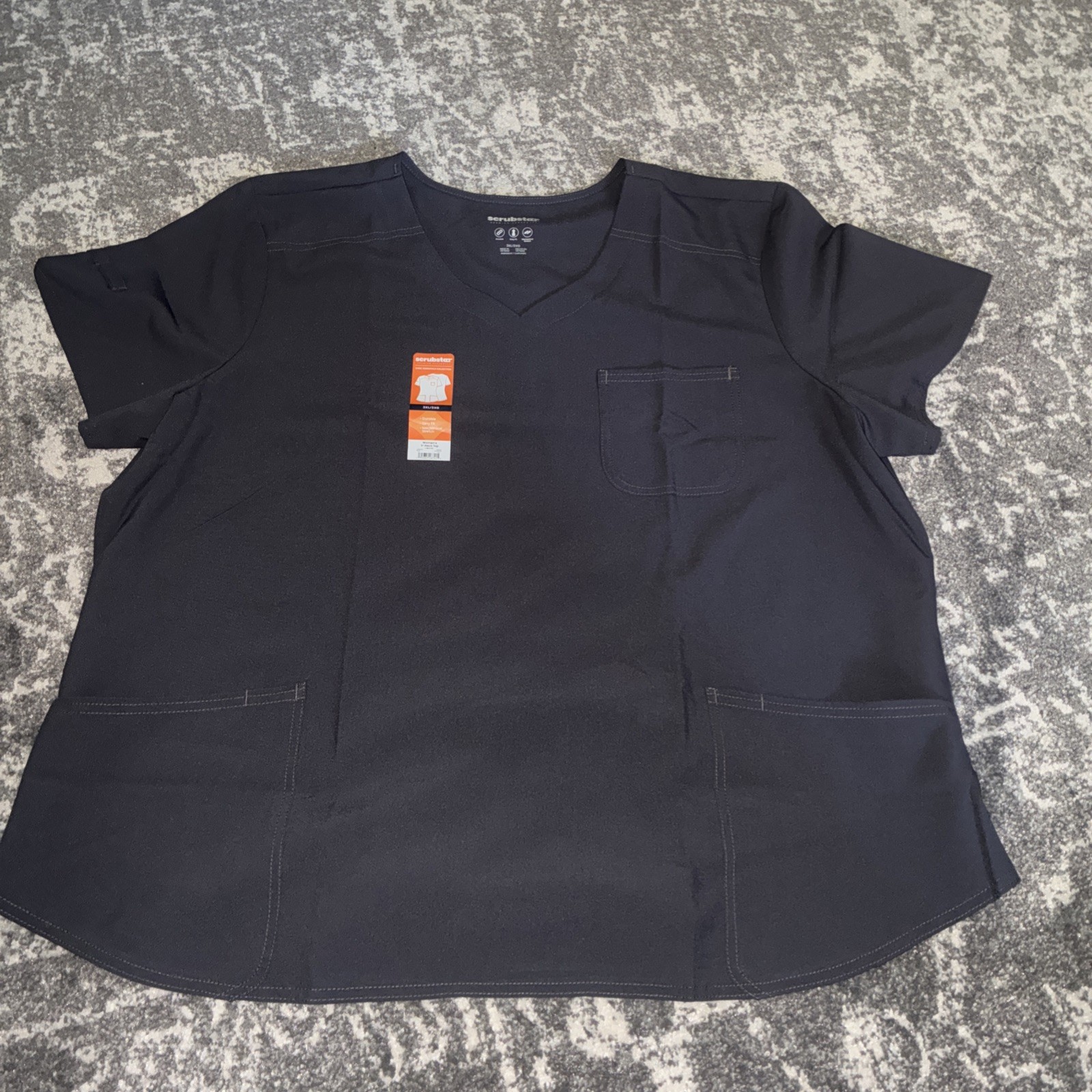 Scrubstar Women's Plus Size 3XL Solid Gray V-Neck Scrub Top With 3 Pockets NWT