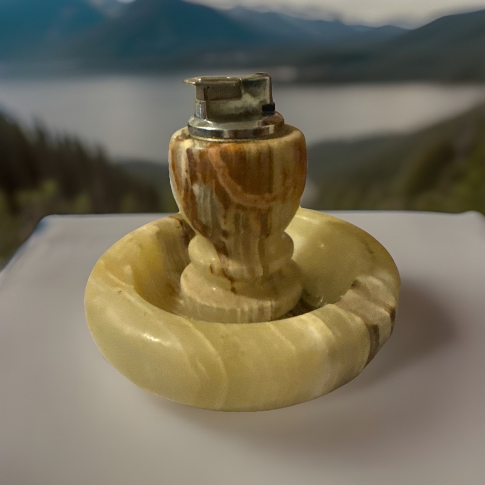 Vector Cigar Lighter & Ashtray Set Marble Look