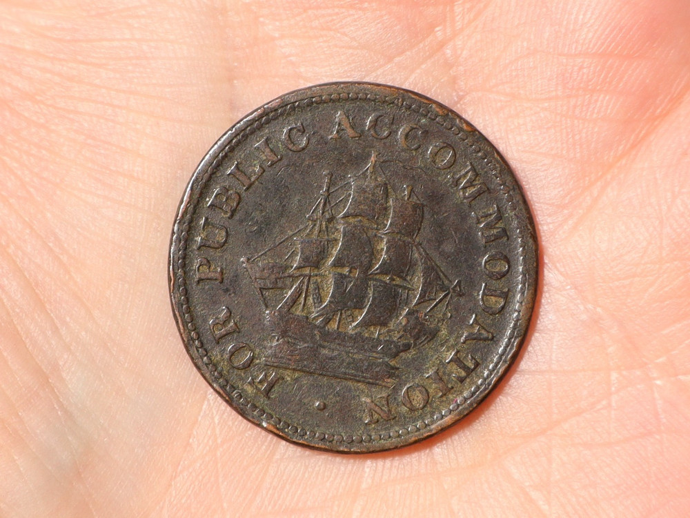 1830 Canada For Public Accommodation Half Penny Token SAILING SHIP #QQ41
