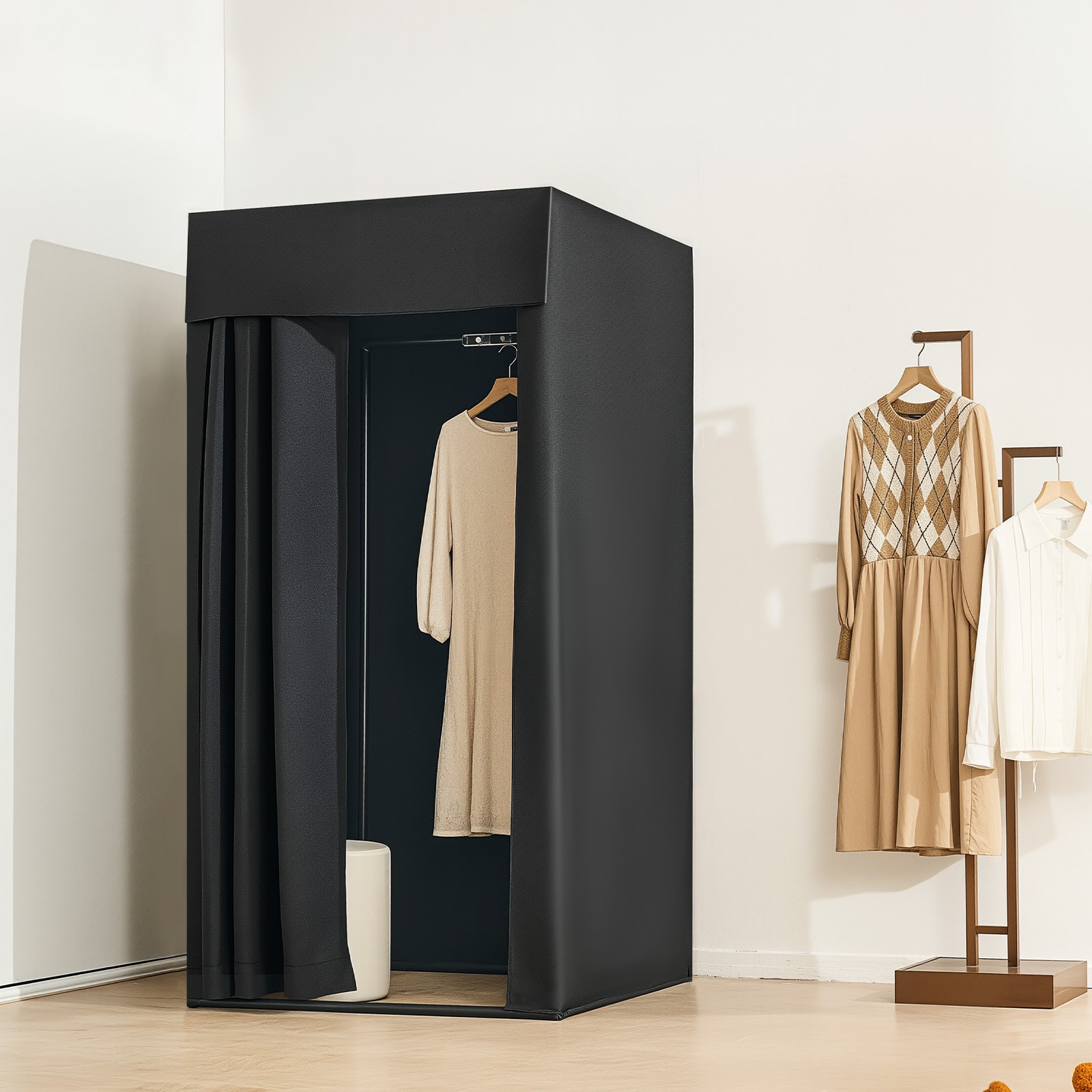 Fitting Room Portable Dressing Room 39 x 39 x 78 in Privacy Space (Black)