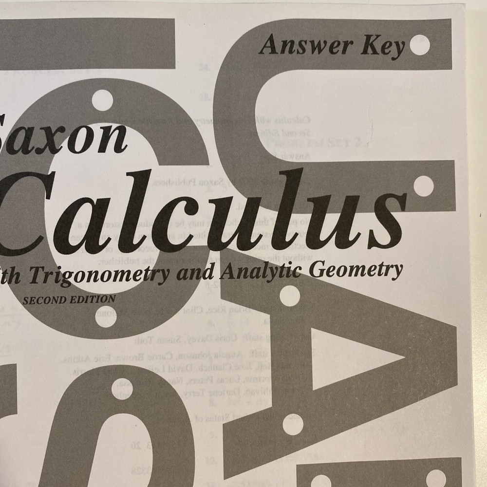 Saxon Calculus with Trigonometry and Analytic Geometry, Answer Key - Like New