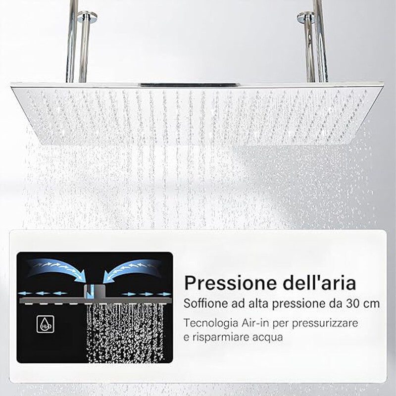 32x16" Large Rainfall High Pressure Luxury Shower Head Top Sprayer Ceiling Mount