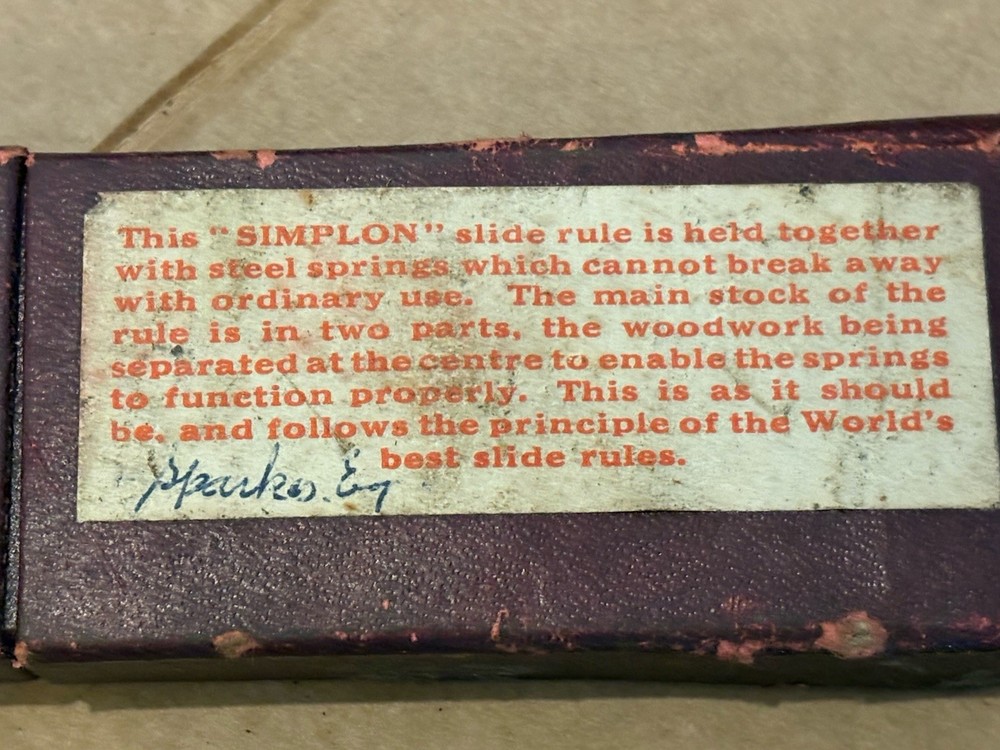 Vintage mcl simplon slide rule