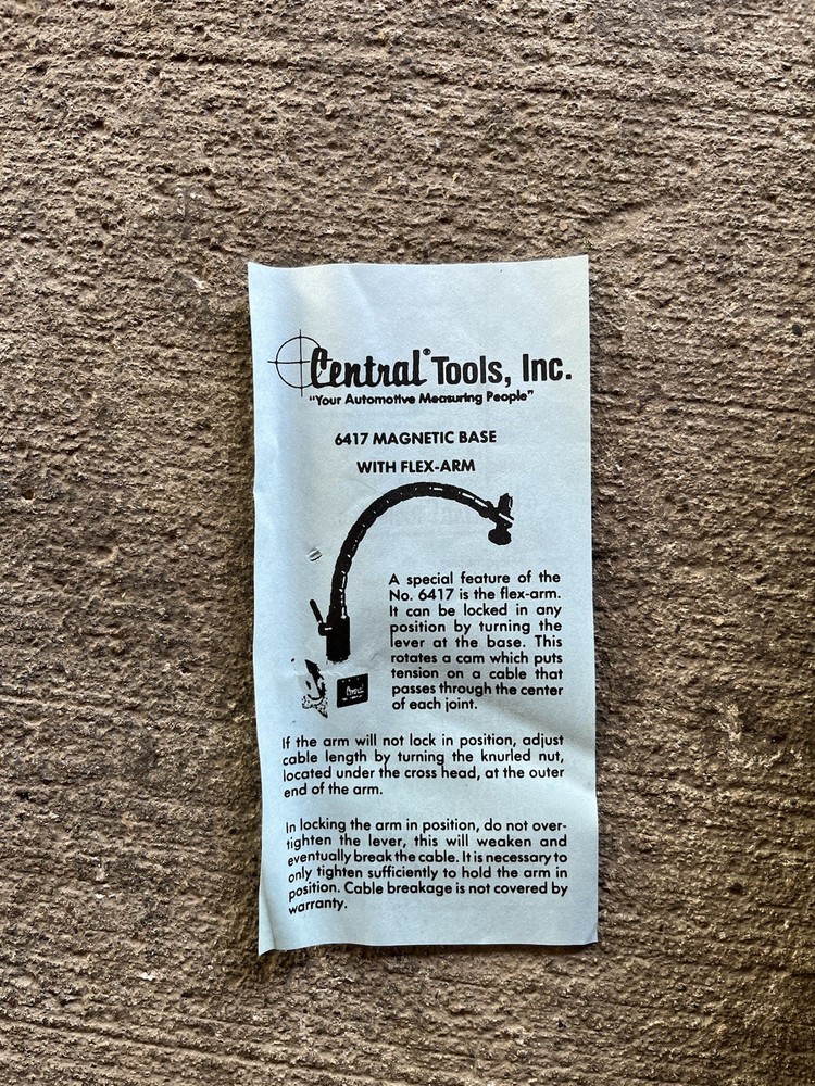 Central Tools 6417 | Magnetic Base & Flx Arm