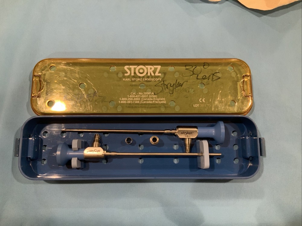 Stryker 30 and 70 Deg Arthroscopy Scopes With Light-source Adaptors. With Case!