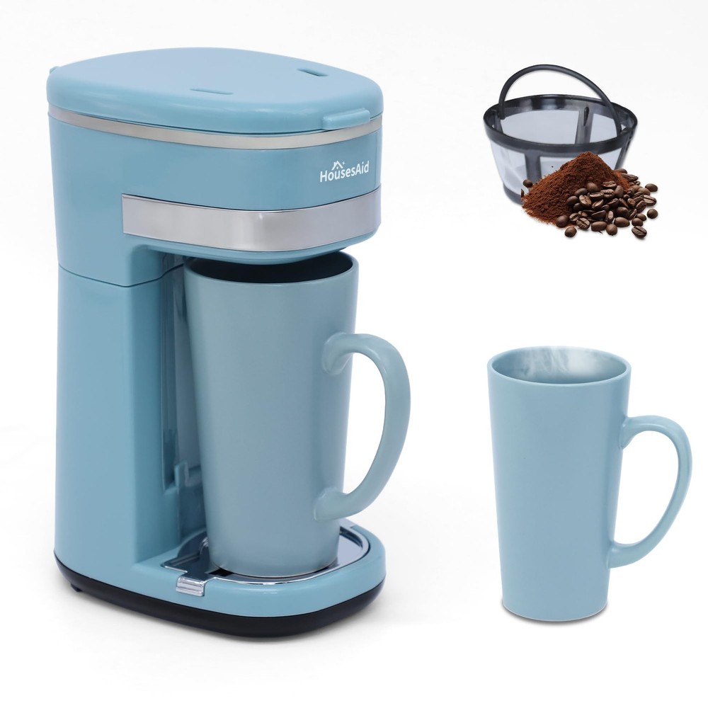 Coffee Machine Single Serve Coffee MakerOne Cup Coffee Maker with Reusable Fi...