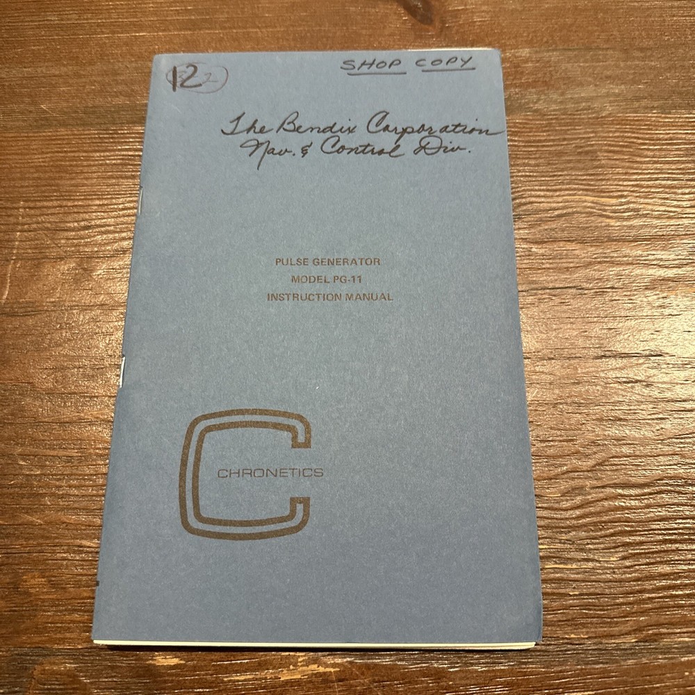 Chronetics Model PG-11 Pulse Generator Instruction Manual 12/69