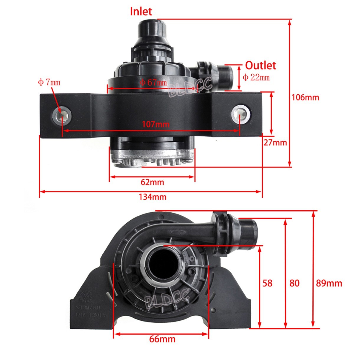 High Flow DC 12V 60W Brushless Engine Cooling Water Pump W/ PWM Signal Generator