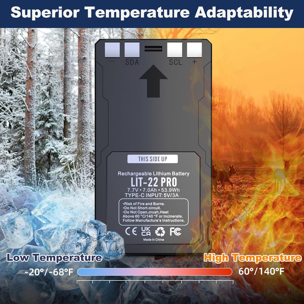 2 Pack LIT-22 7000mAh Battery for SPYPOINT Flex-M Flex-Plus Flex-S Trail Camera