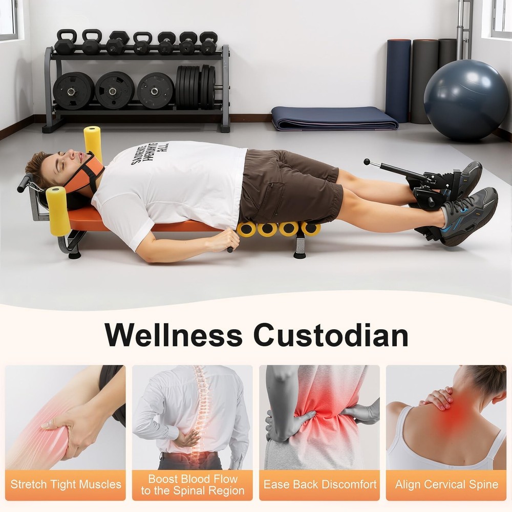 Inline Back Stretch Bench Portable Inversion Traction Table Multi-purpose Wor...
