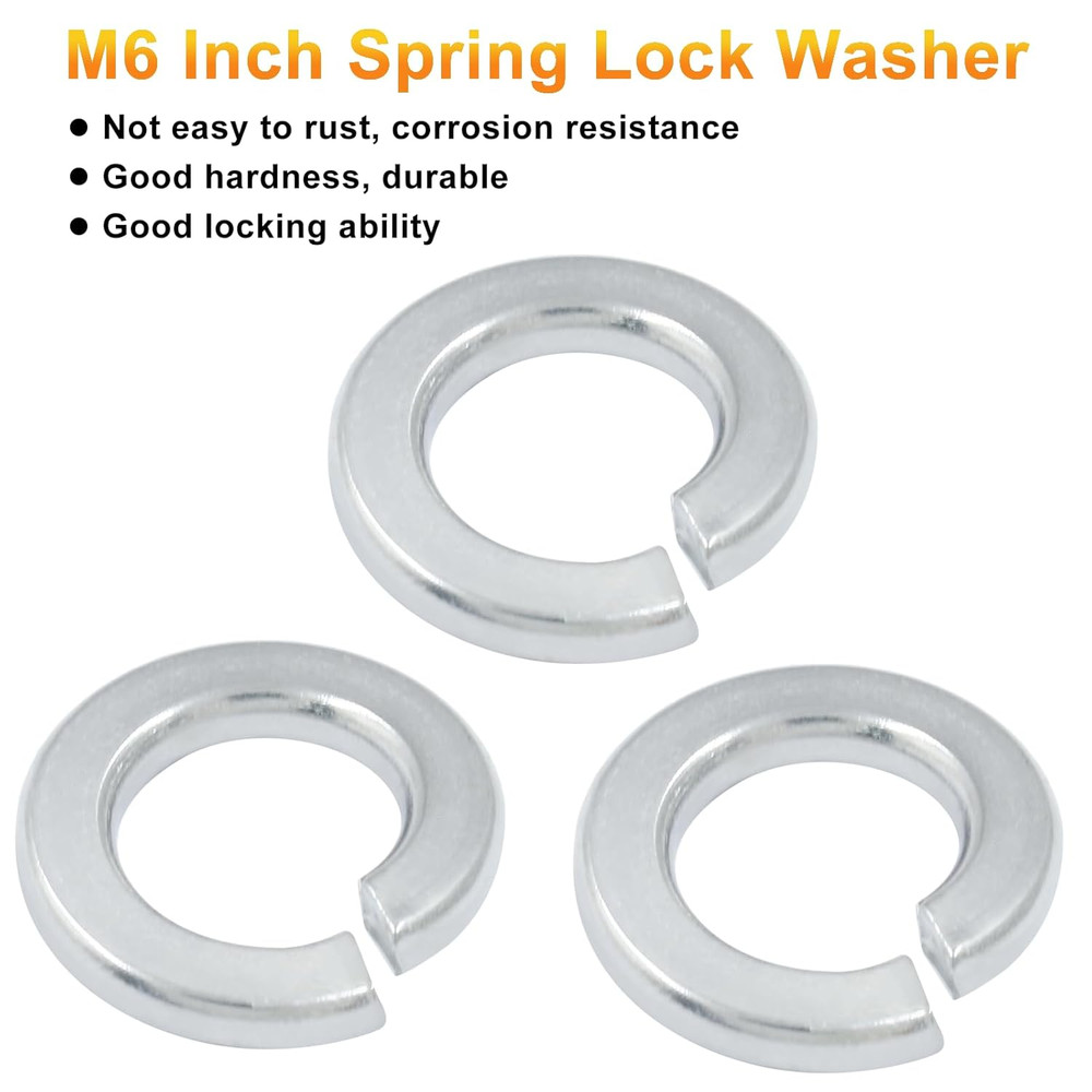 100 Pcs Spring Lock Washer M6 Stainless Steel Split Lock Washers(Silver)