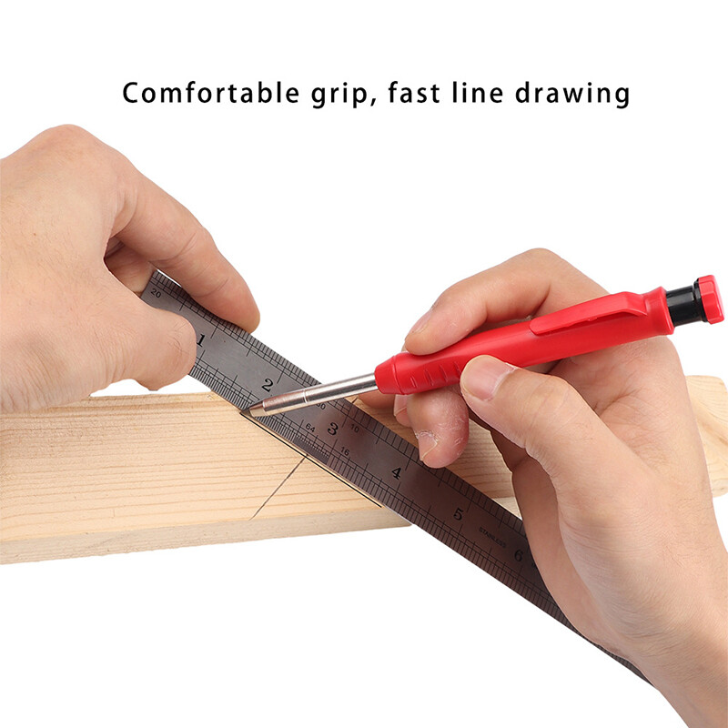 Solid Carpenter Pencil 6Refill Leads forConstruction Built-in Sharpener Drawing✔
