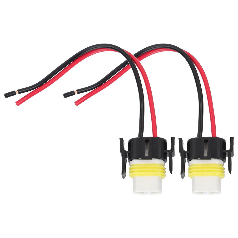 2x Wire Pigtail H11 Ceramic Female Socket Head Light High Beam Connector Harness
