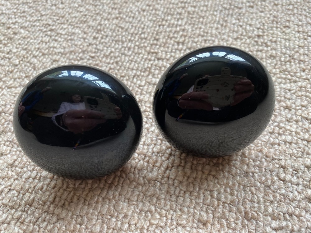 Vintage Black Porcelain Door Knobs x2