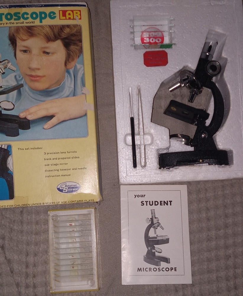 Vintage Creative Science 300 Power Microscope Lab set For Students!