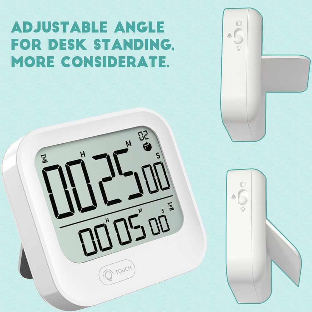 Small Vibration Alarm Clock, Pomodoro Countdown Timer for Training, Digital M...