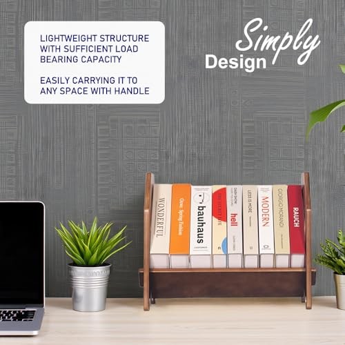 2 Pack Desktop Bookshelf, Stackable Book Organizer 2 Pack Brown Medium Size