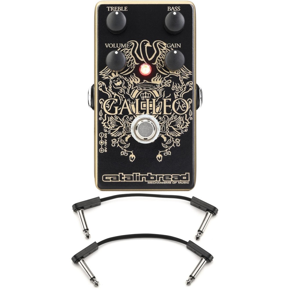 Catalinbread Galileo 4K Treble Boost Overdrive Pedal with EBS Flat Patch Cables