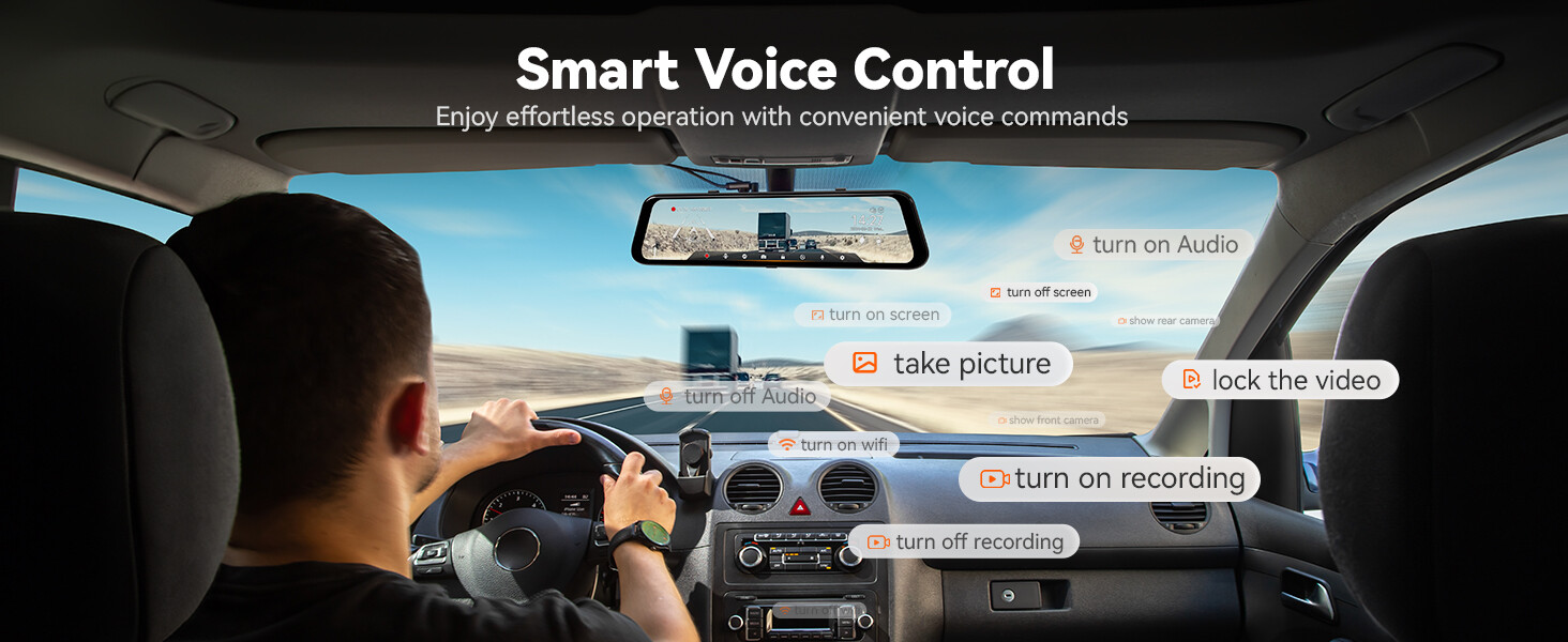 WOLFBOX G850 PRO Rear View Mirror Dash Cam GPS WiFi, Voice Control, ADAS & BSD