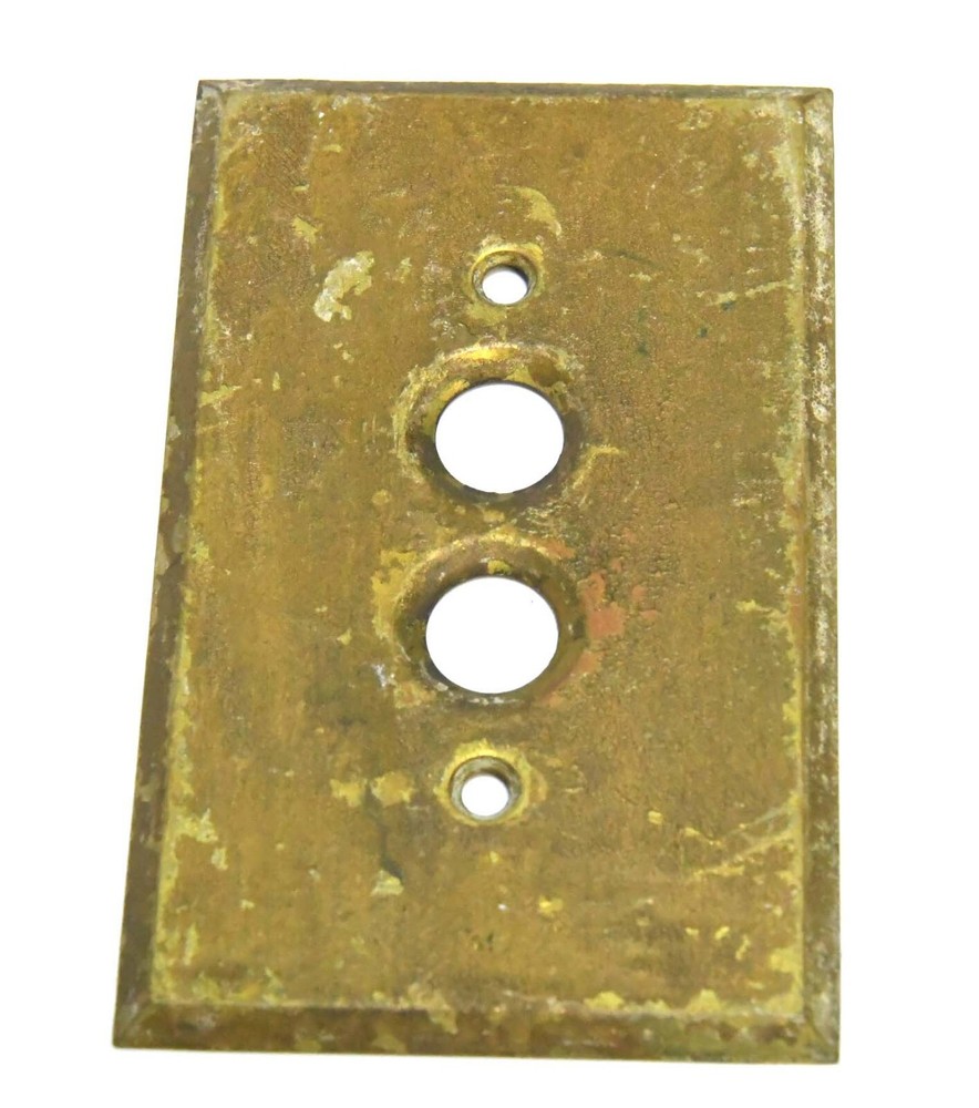 VINTAGE PUSH BUTTON BRASS COVER SWITCH PLATE    6/8-D