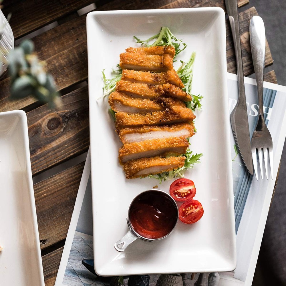 Porcelain Serving Platters Rectangular Trays White Serving Platters for Party...