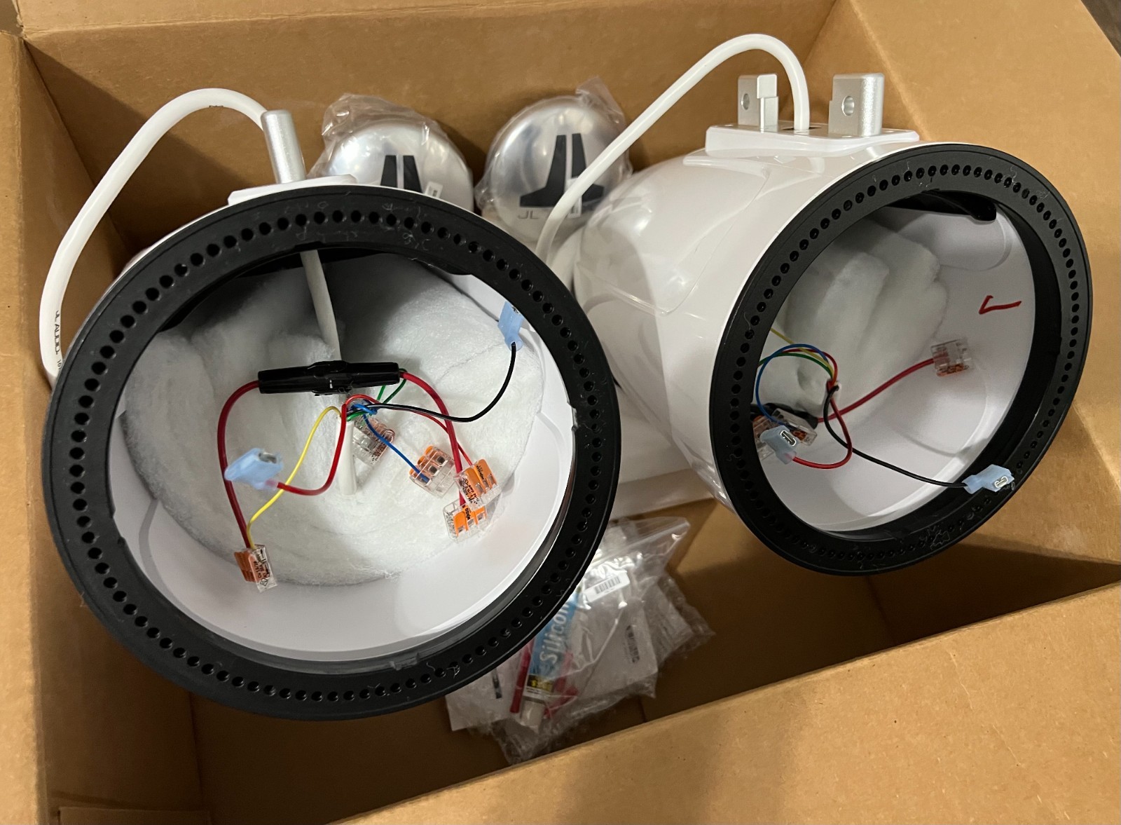 JL Audio 7.7" Enclosed Wake Tower Speaker Enclosures Empty Pair w/o clamps