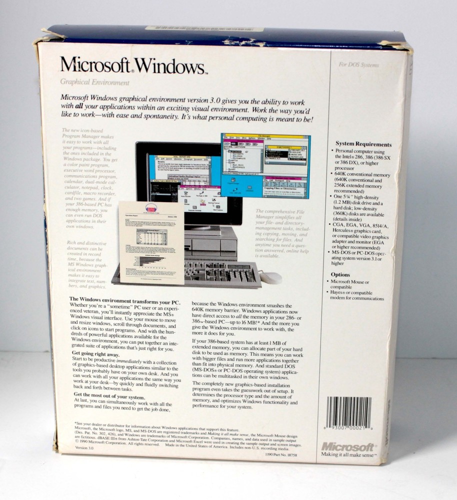 Microsoft Windows 3.0 with 5.25" Version Floppy Disk