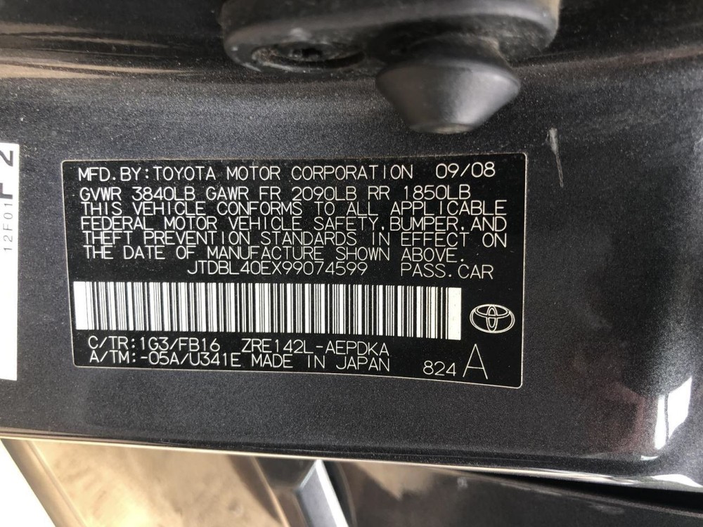 Passenger Right Sun Visor Fits 09-13 COROLLA 954620